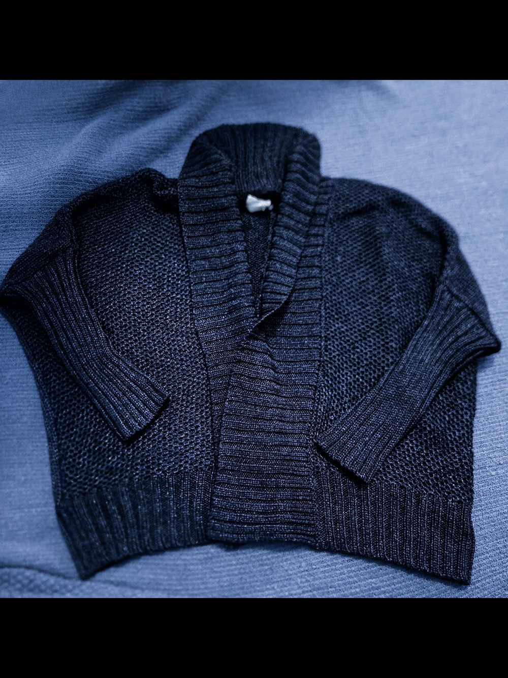 7 For All Mankind Black Chunky Shawl Collar Cardigan
